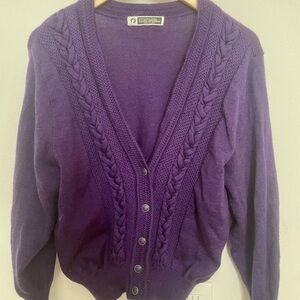 Purple Wool Knit Women's Cardigan